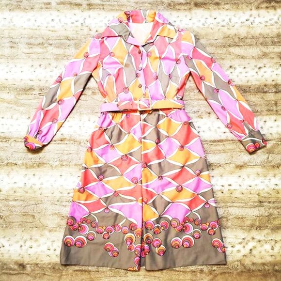 Vintage Dresses & Skirts - Vintage 60's Space Age Psychedelic Dress